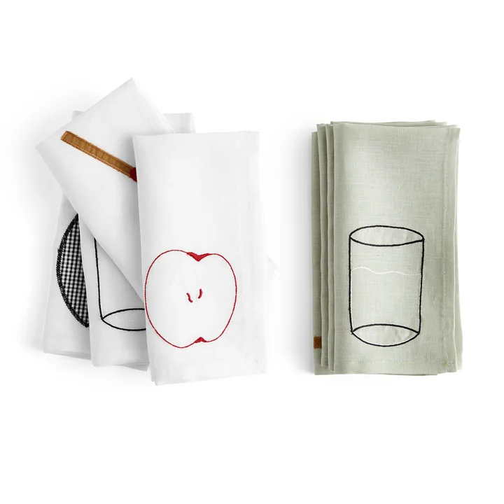 Sobremesa Serviette, grün und weiß von HAY