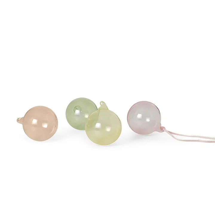 Glass Baubles Christbaumkugeln, Medium, mehrfarbig hell (4er-Set) von Ferm Living