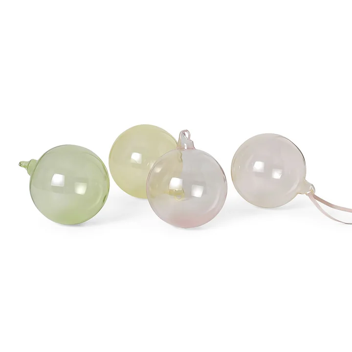 Glass Baubles Christbaumkugeln, Large, mehrfarbig hell (4er-Set) von Ferm Living
