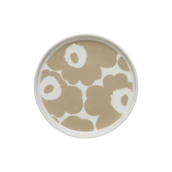 Oiva Unikko Teller, Ø 13,5 cm, beige / weiß von Marimekko