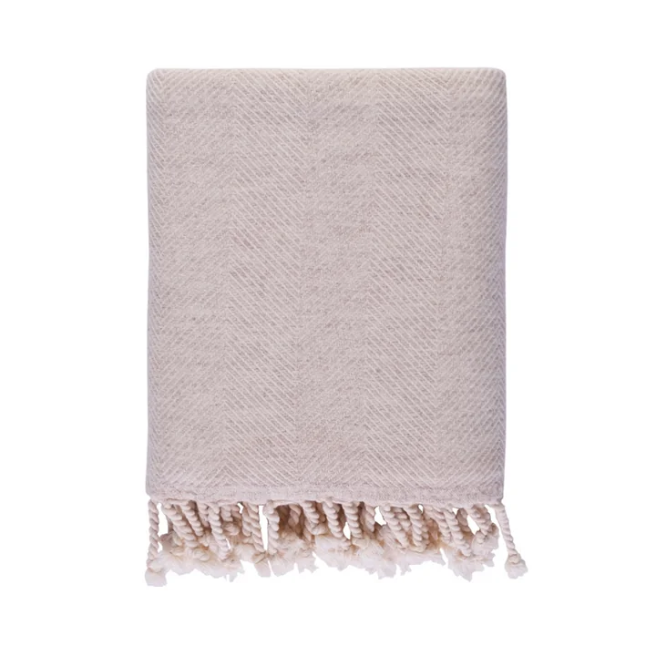 Herringbone Wolldecke von Studio Zondag in der Ausführung beige