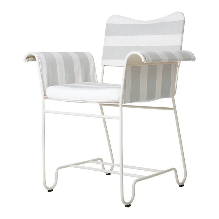 Tropique Outdoor Dining Chair, classic white semi matt / Leslie Stripe Limonta von Gubi