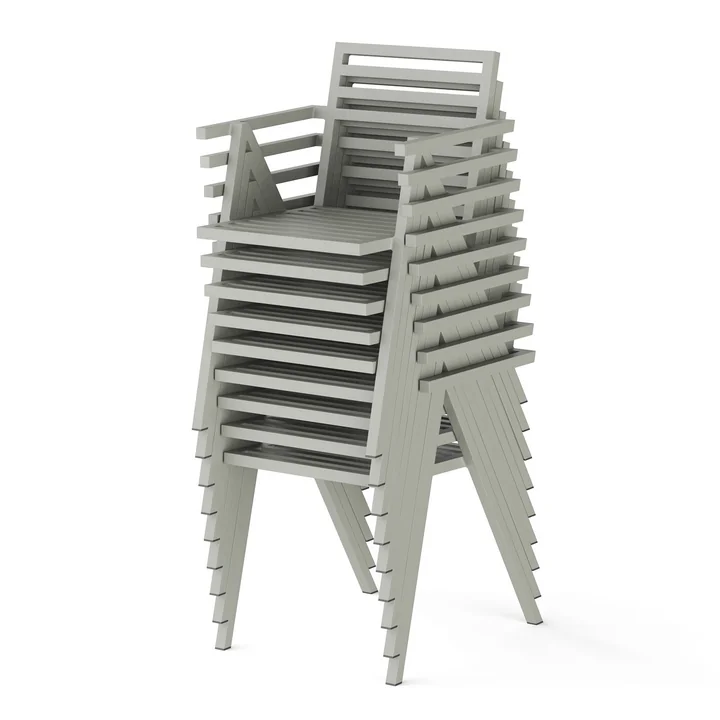 Outdoor Stacking Armchair, grau RAL 120 70 05 von NINE