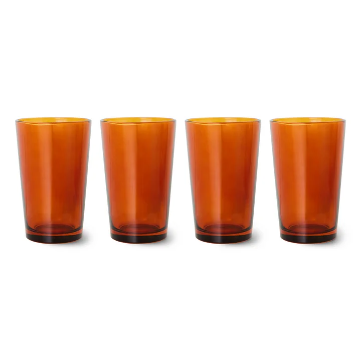 70's Teebecher, amber brown (4er-Set) von HKliving