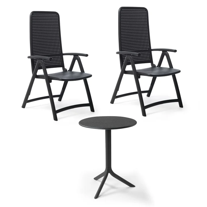 Nardi - Darsena Relax Klappsessel (2x) + Step Tisch, anthrazit