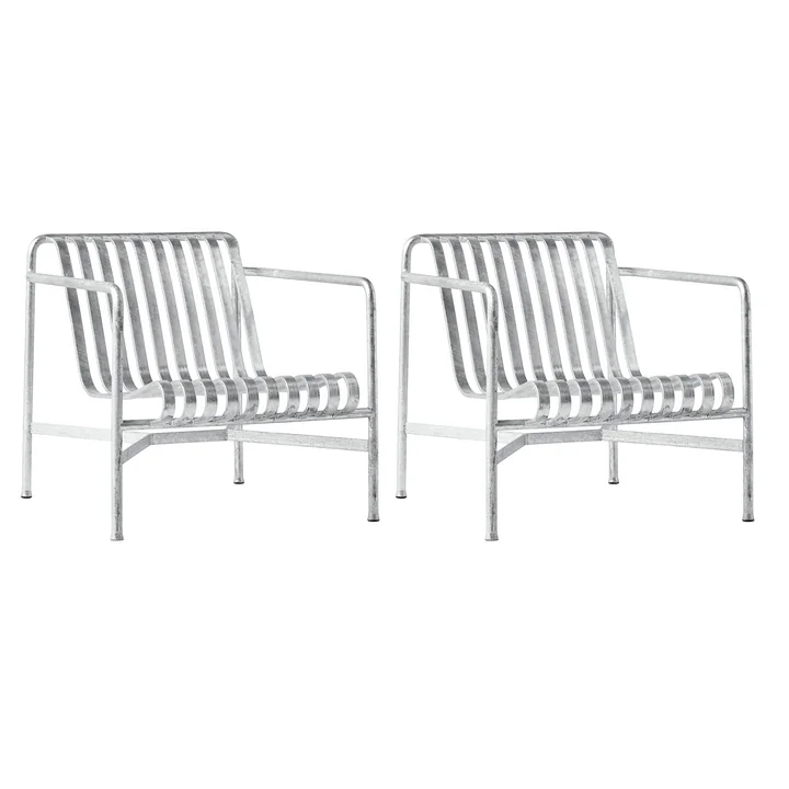 HAY - Palissade Lounge Chair low, hot galvanised (2er Set)