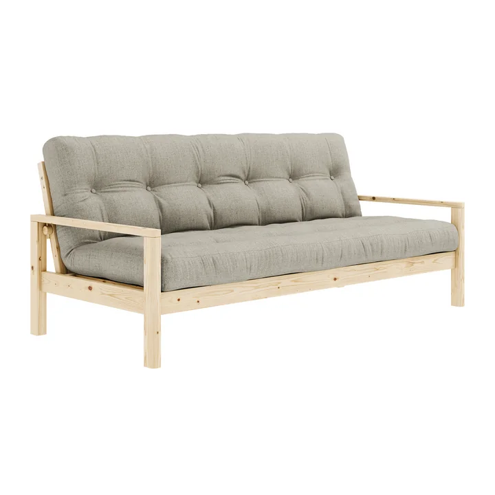 Knob Schlafsofa von Karup Design in der Ausführung Kiefer natur / leinen (914)