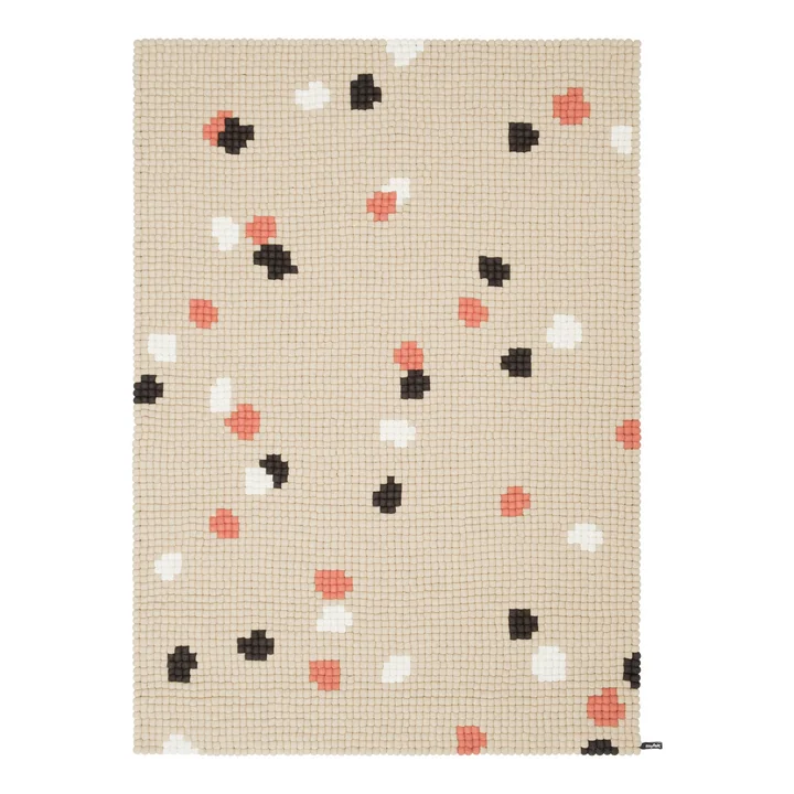 myfelt - Terra Sand Filzkugelteppich, 180 x 260 cm, beige / weiß / coral / anthrazit