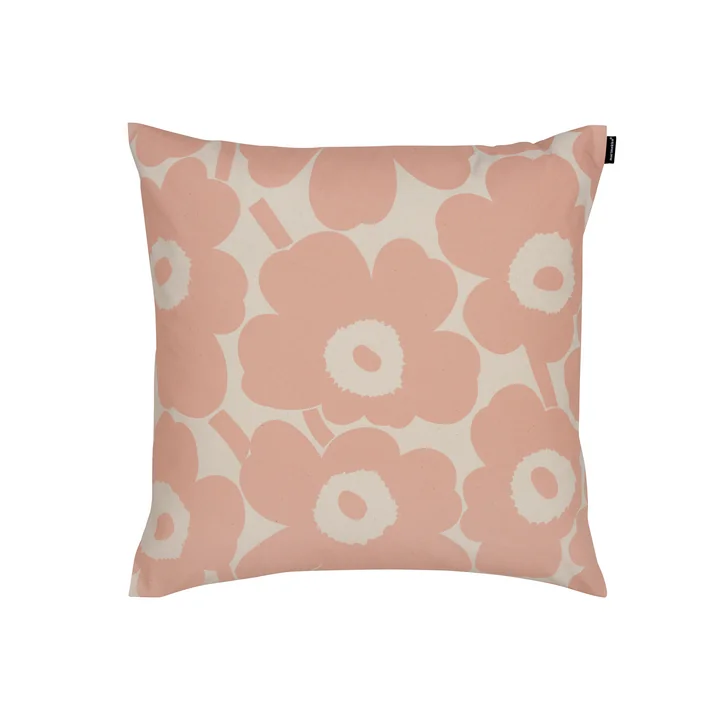 Marimekko - Pieni Unikko Kissenbezug, 50 x 50 cm, baumwollweiß / peach