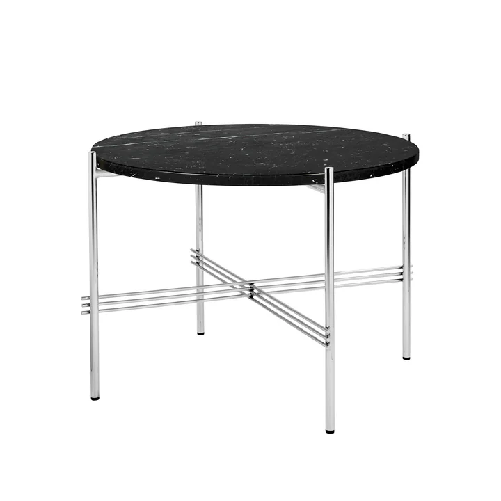 Gubi - TS Couchtisch Ø 55 cm, Stahl poliert / Marmor schwarz