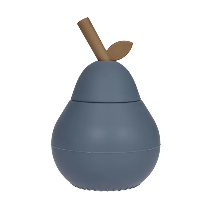 OYOY - Birnen Becher mit Strohhalm, blau