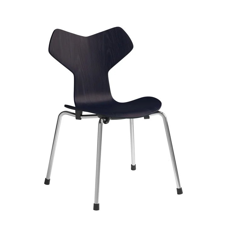 Grand Prix Kinderstuhl von Fritz Hansen in der Ausführung midnight blue / chrom