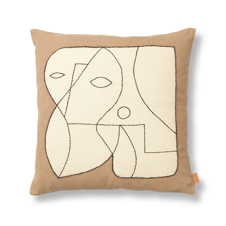 Ferm Living - Figure Kissen, 50 x 50 cm, dark taupe / off-white