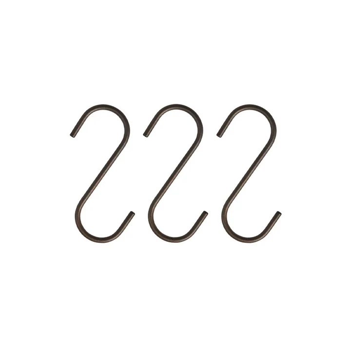 OYOY - Pieni S Haken, brown brass (3er-Set)