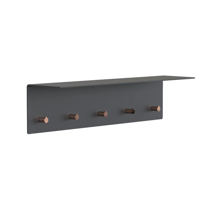 Unu Wandgarderobe, schwarz matt/kupfer poliert, BxHxT 60x15x15 cm von Frost