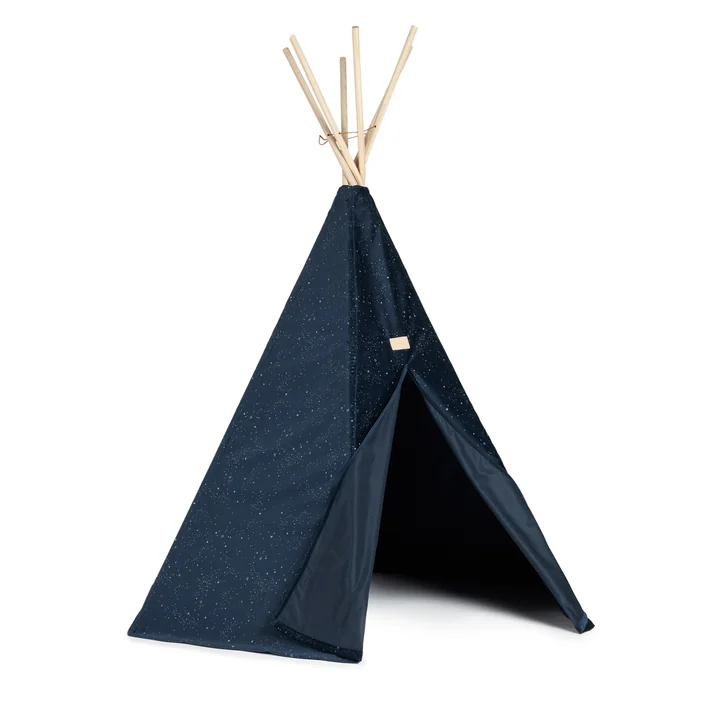 Arizona Tipi-Zelt aus Samt, 128 x 158 cm, night blue silver milky way von Nobodinoz