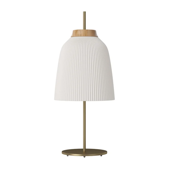 Campa Tischleuchte, Eiche geölt / Messing antik / Opalglas von Bolia