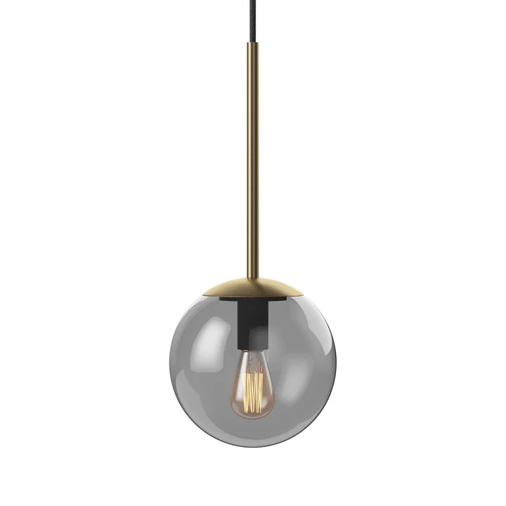 Orb Pendelleuchte Ø 15 cm, Messing antik matt / rauchgrau von Bolia