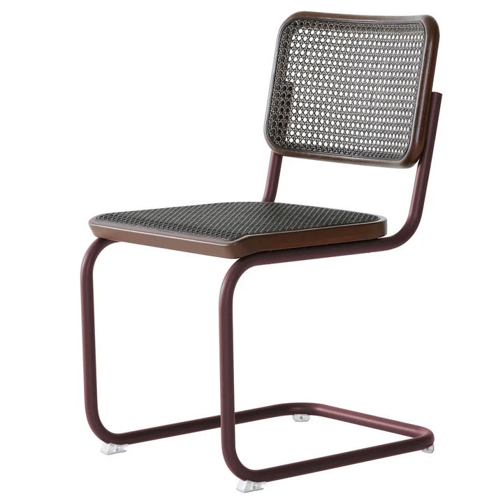 Thonet - S 32 V Stuhl, kastanie / Eiche gebeizt / Rohrgeflecht mit Kunststoffstützgewebe dark melange