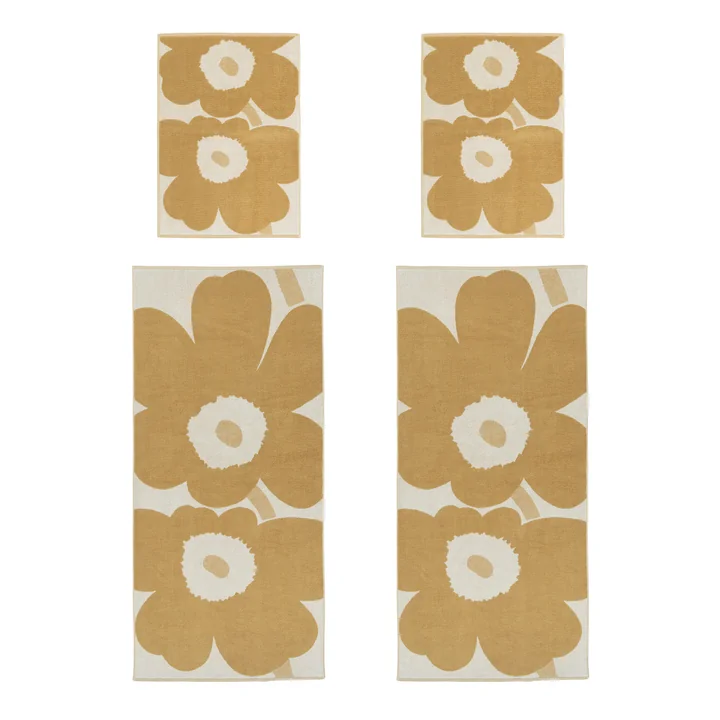 Marimekko - Unikko Handtuch & Badetuch Set, off-white / straw (4er-Set)