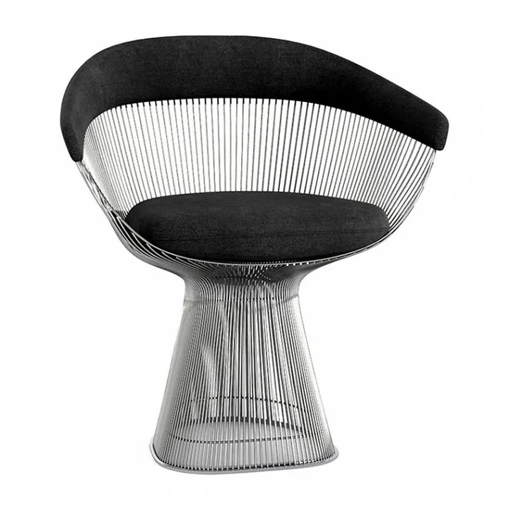 Knoll - Platner Armlehnstuhl, schwarz / Bezug Circa Black K105413