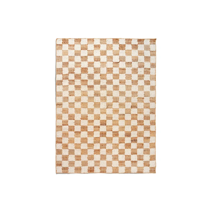 Ferm Living - Check Woll-Jute Teppich, 140 x 200 cm, off-white / natural