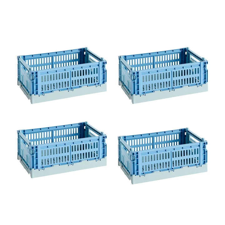 HAY - Colour Crate Mix Korb S, 26,5 x 17 cm, sky blue, recycled (4er Set)