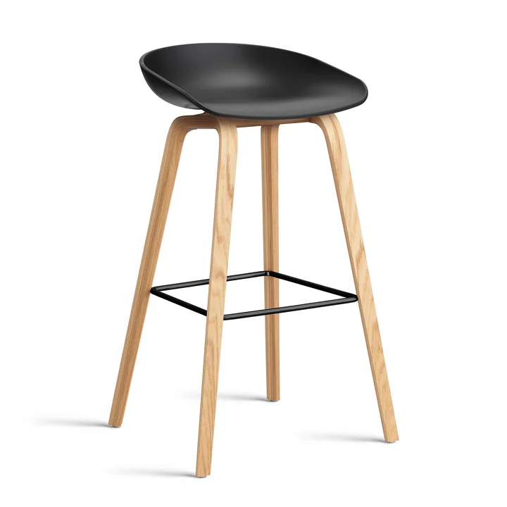 HAY - About A Stool AAS 32 H 85 cm, Eiche lackiert / Stahl schwarz / black 2.0 