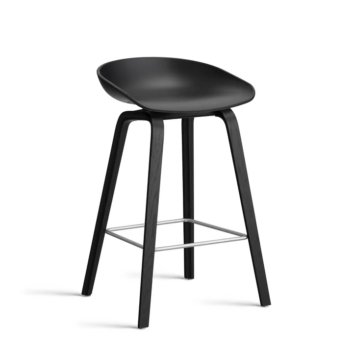 HAY - About A Stool AAS 32 H 75 cm, Eiche schwarz lackiert / Edelstahl / black 2.0 
