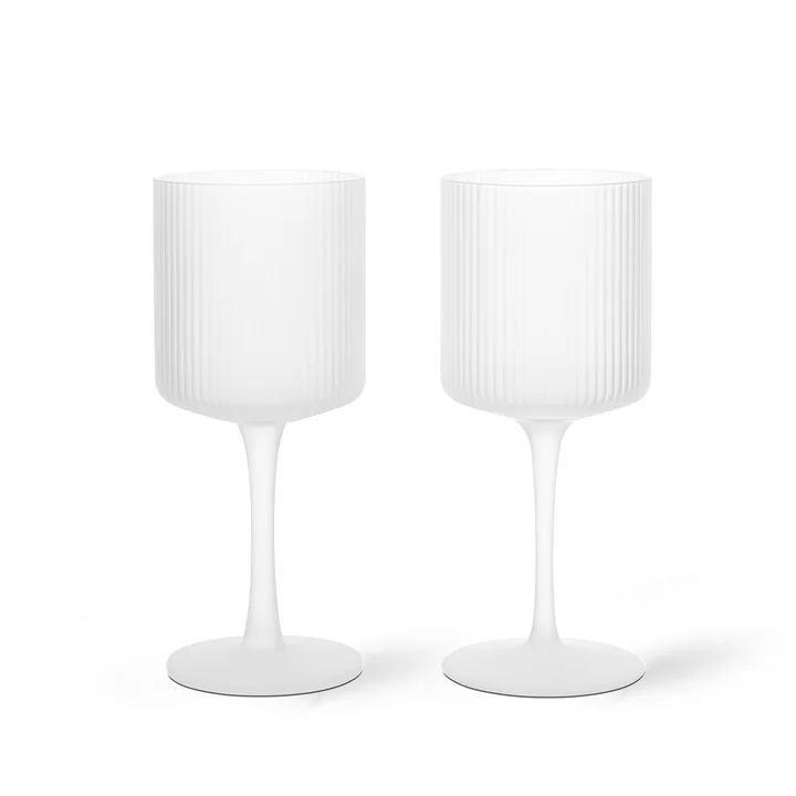 Ferm Living - Ripple Weißweinglas, frosted (2er-Set)