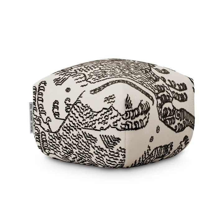 OUT Objekte unserer Tage - Sander Pouf Mini, schwarz/weiß (Tiger Mountain Col. 001 by Dedar)