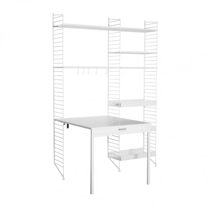 String - Arbeitsplatzkombination, 158 x 200 x 30 cm, weiß