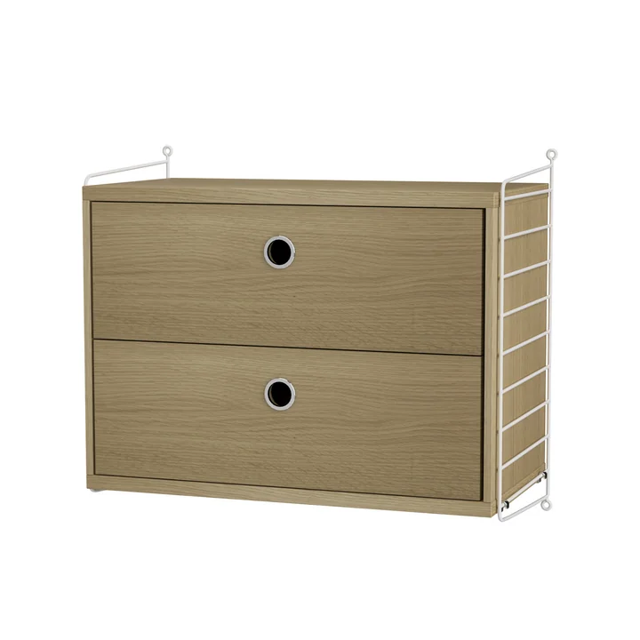 String - Nachttisch, 58 x 50 x 30 cm, Eiche / weiß