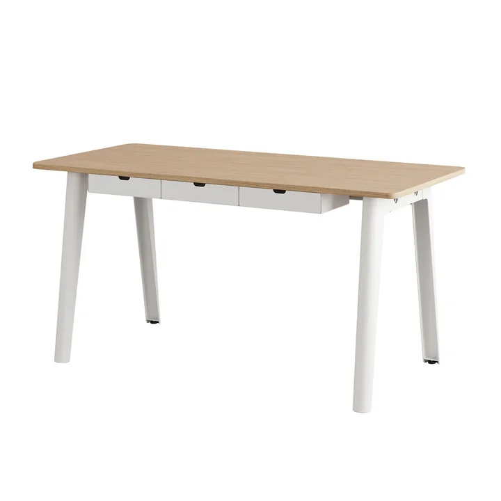 TipToe - NEW MODERN Schreibtisch mit Schubladen, 75 x 150 cm, Birke / cloudy white