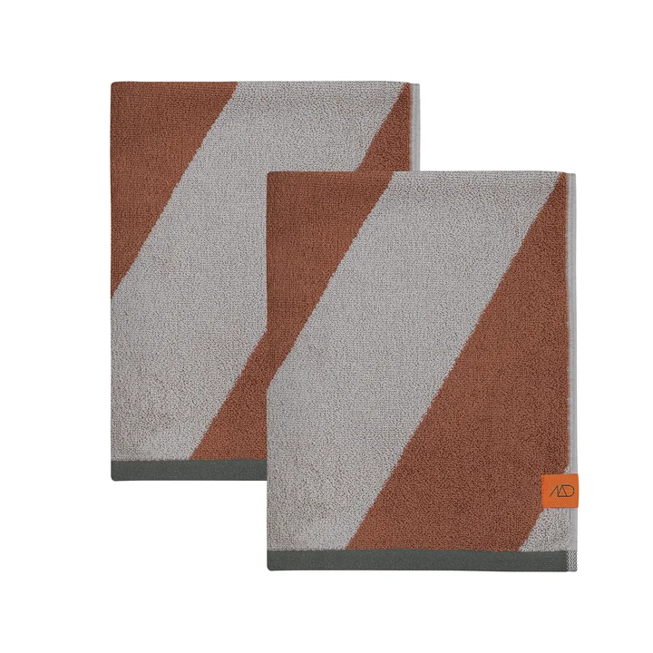 Mette Ditmer - Diagonal Gästehandtuch, 40 x 55 cm, brick (2er-Set)
