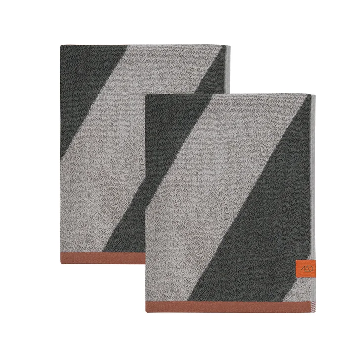 Mette Ditmer - Diagonal Gästehandtuch, 40 x 55 cm, dark olive (2er-Set)