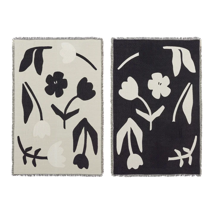 Broste Copenhagen - Rosita Decke, 130 x 180 cm, schwarz / off-white