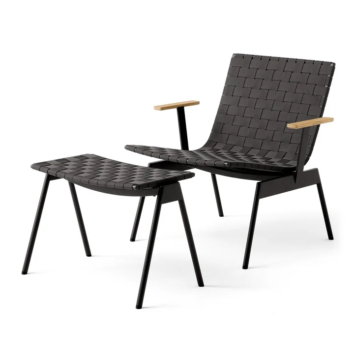 &Tradition - Ville AV45 Outdoor Lounge Chair mit Armlehnen und AV46 Outdoor Fußhocker