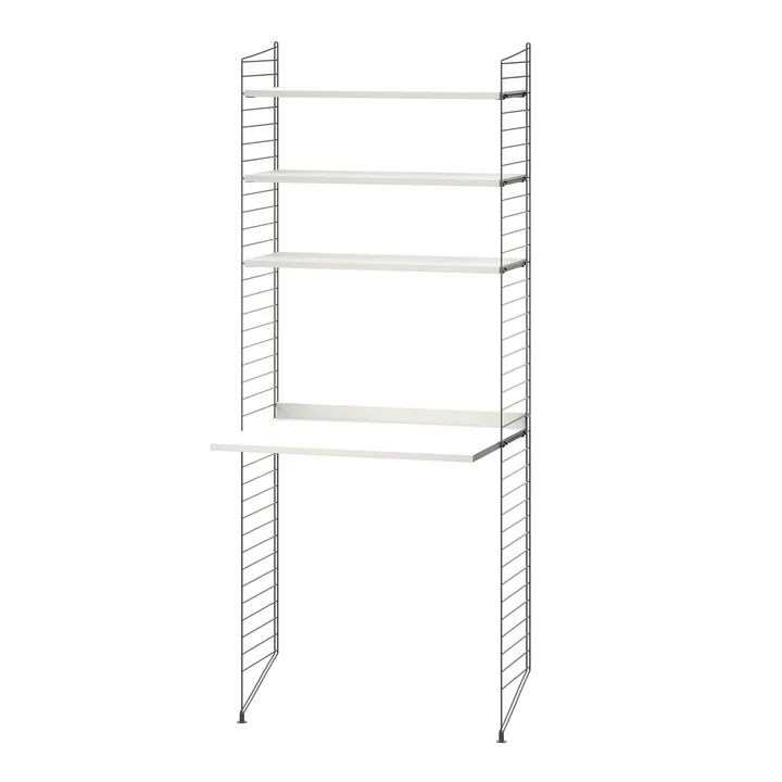 String - Arbeitsplatzkombination, 78 x 200 x 30 cm, weiß / dunkelgrau