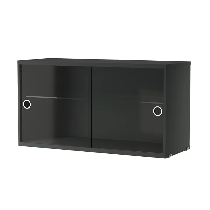 String - Vitrinenschrank mit Schiebetüren in Glas 78 x 30 cm, dunkelgrau