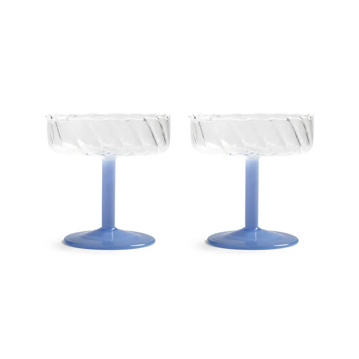 &klevering - Coupe Twirl Champagnerglas, blau (2er-Set)