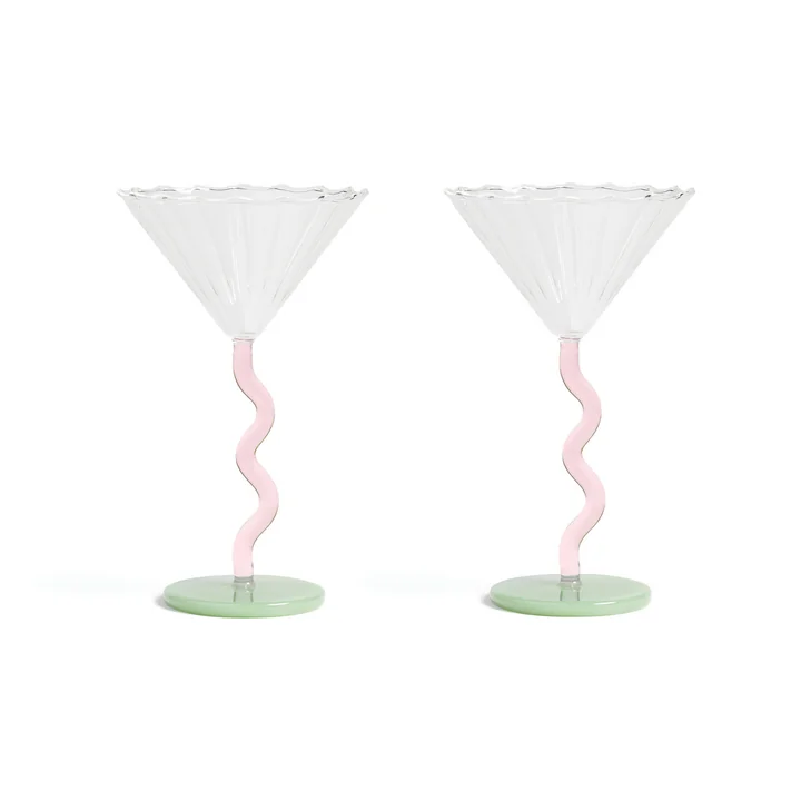 &klevering - Coupe Curve Cocktailglas, pink (2er-Set)