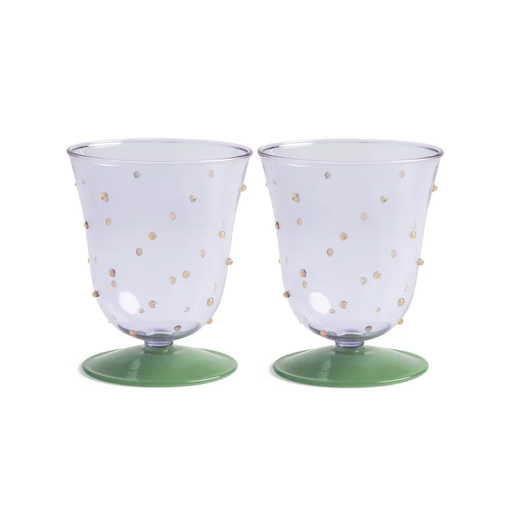 &klevering - Dot Trinkglas 200 ml, lila (2er-Set)