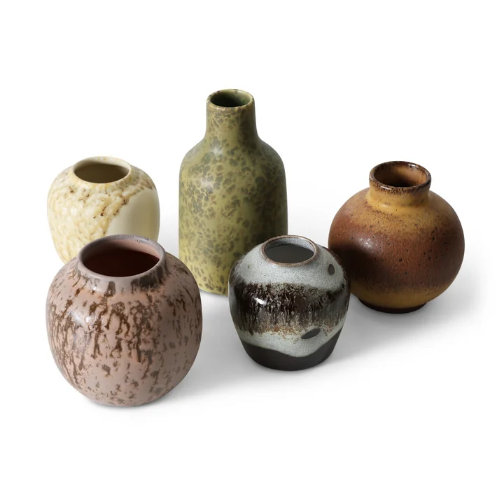 HKliving - 70's Keramik Vasen, pursuit (5er-Set)
