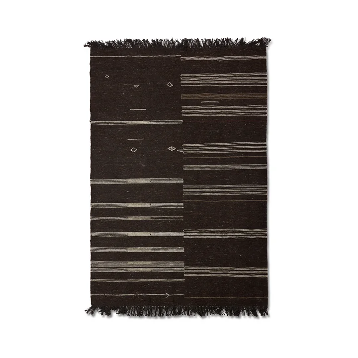 HKliving - Striped Kelim Wollteppich, 150 x 240 cm, braun