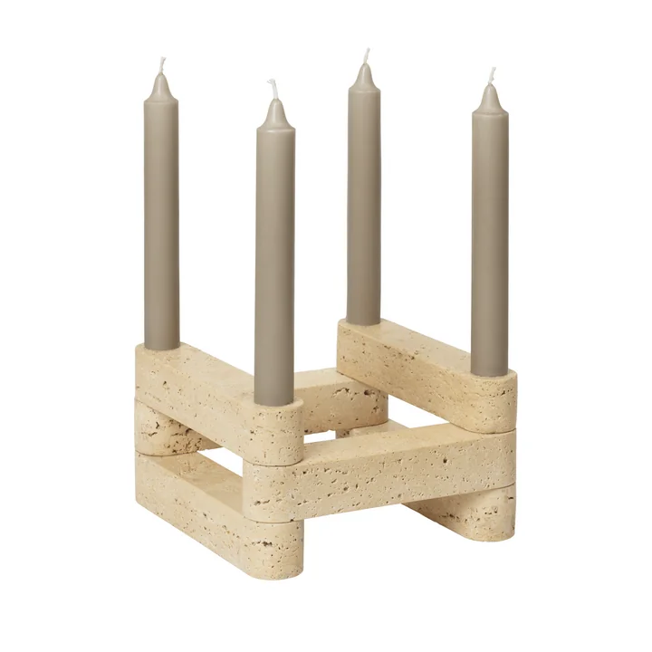 Ferm Living x Utzon - Newel Modular Kerzenhalter, Travertin (6er-Set)