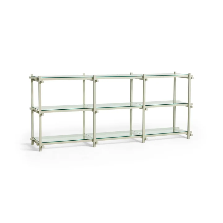 HAY - Woody Low Sideboard, Buche smokey grey / glas klar