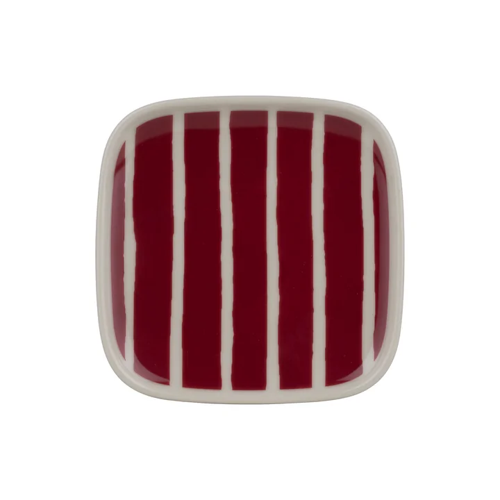 Marimekko - Piccolo Teller, 10 x 10 cm, natur / burgundy 