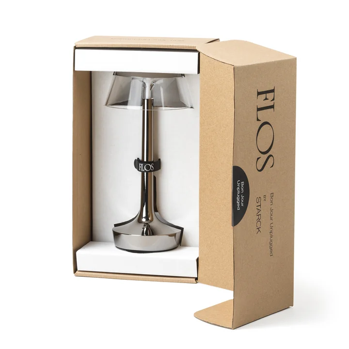 Flos - Bon jour Unplugged Akku-Tischleuchte, Color Tune, chrome