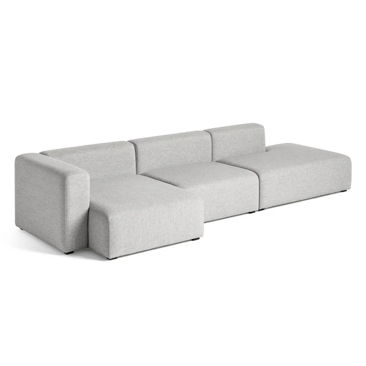 HAY - Mags Sofa 3-Sitzer, Kombination 5, Armlehne links / grau (Hallingdal 116)